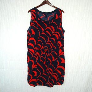 GAP Red & Sleeveless Elastic Waist Tie Abstract Midi Dress Size 2X
